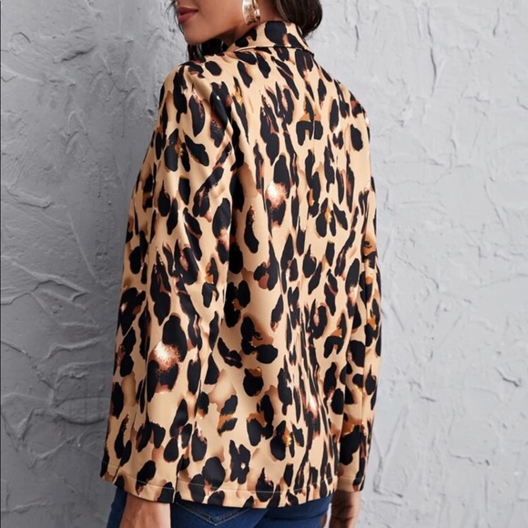 Leopard print blazer jacket coat classic glam work - Picture 3 of 3